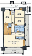 福山市三吉町、マンションの間取り画像です