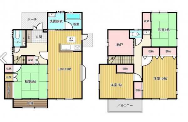 福山市明王台、中古一戸建ての間取り画像です