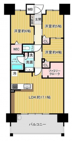 福山市多治米町、マンションの間取り画像です