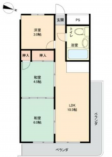 福山市南本庄、マンションの間取り画像です