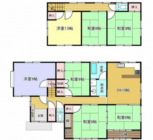 福山市久松台、中古一戸建ての間取り画像です