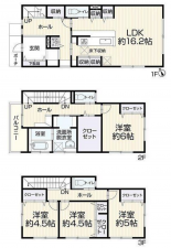 福山市北吉津町、中古一戸建ての間取り画像です