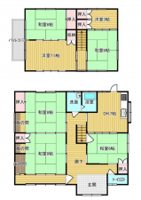 福山市川口町、中古一戸建ての間取り画像です