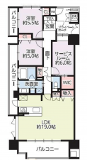 福山市野上町、マンションの間取り画像です