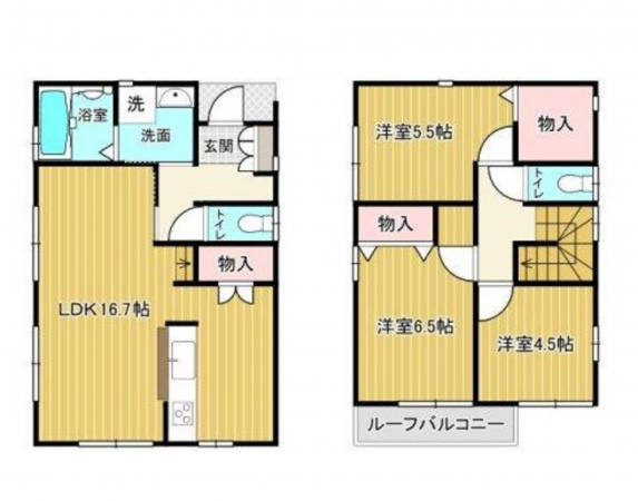 福山市引野町、中古一戸建ての間取り画像です