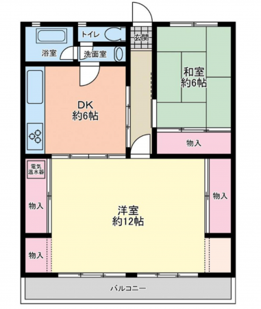 福山市西町、マンションの間取り画像です