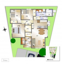 福山市西深津町、新築一戸建ての間取り画像です
