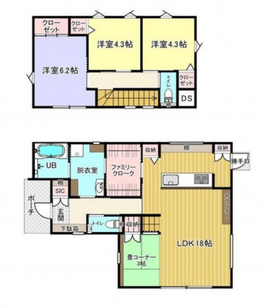 福山市蔵王町、中古一戸建ての間取り画像です