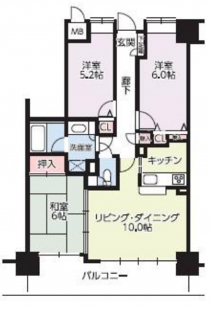 福山市今町、マンションの間取り画像です