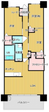 福山市東桜町、マンションの間取り画像です