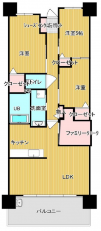 福山市東桜町、マンションの間取り画像です
