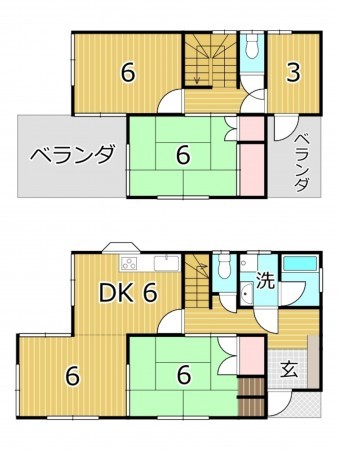 鹿児島市西紫原町、中古一戸建ての間取り画像です