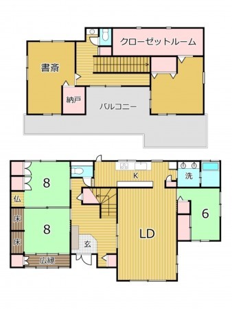 鹿児島市紫原、中古一戸建ての間取り画像です