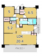 鹿児島市小川町、マンションの間取り画像です