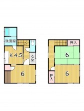 鹿児島市紫原、中古一戸建ての間取り画像です