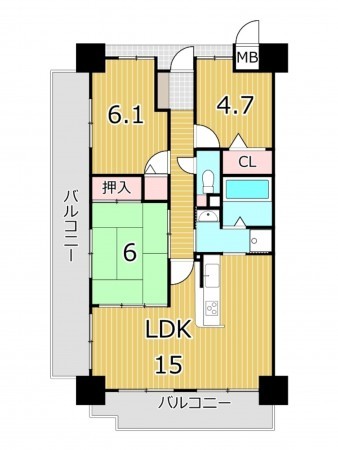 鹿児島市東郡元町、マンションの間取り画像です