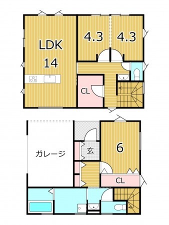 鹿児島市下荒田、新築一戸建ての間取り画像です