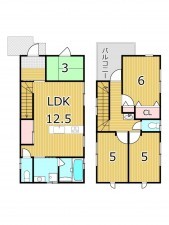 鹿児島市西陵、新築一戸建ての間取り画像です