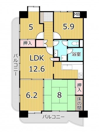 鹿児島市城西、マンションの間取り画像です