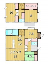 鹿児島市田上、中古一戸建ての間取り画像です