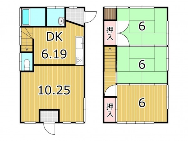 鹿児島市西陵、中古一戸建ての間取り画像です