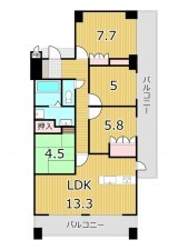 鹿児島市下荒田、マンションの間取り画像です