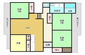 鹿児島市鴨池新町、マンションの間取り画像です