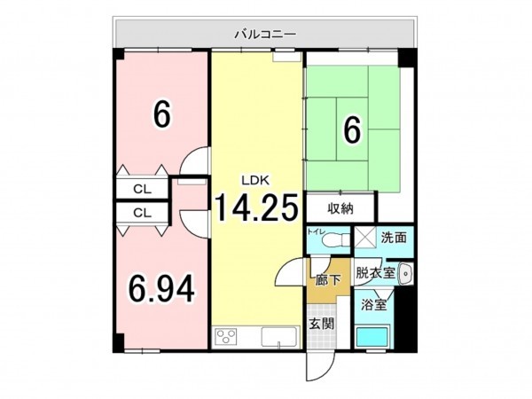 鹿児島市真砂本町、マンションの間取り画像です