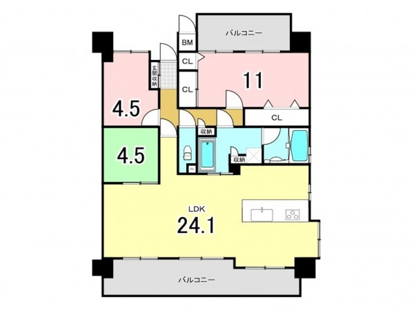 鹿児島市与次郎、マンションの間取り画像です