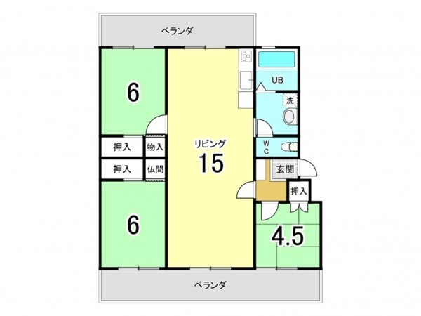鹿児島市鴨池新町、マンションの間取り画像です