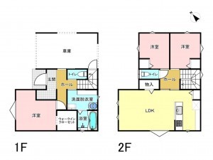 鹿児島市紫原、新築一戸建ての間取り画像です