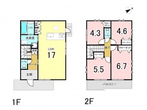 鹿児島市日之出町、新築一戸建ての間取り画像です