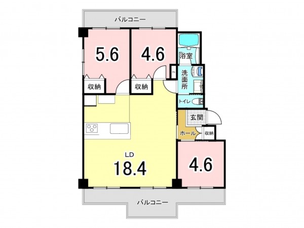 鹿児島市鴨池新町、マンションの間取り画像です