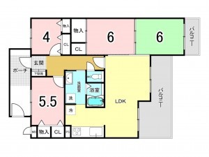 鹿児島市紫原、マンションの間取り画像です