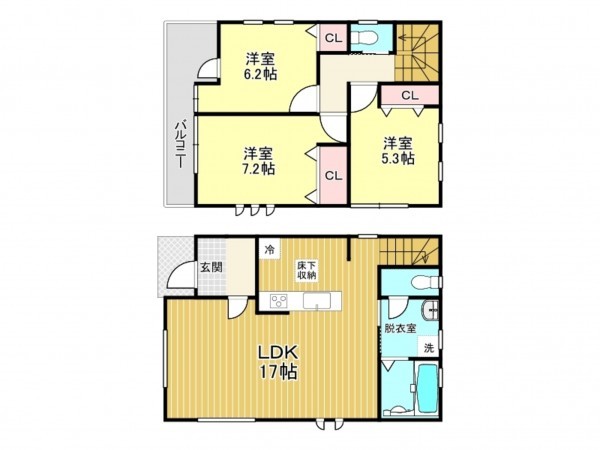鹿児島市日之出町、新築一戸建ての間取り画像です