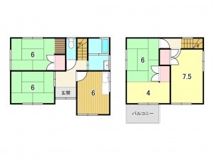 鹿児島市紫原、中古一戸建ての間取り画像です
