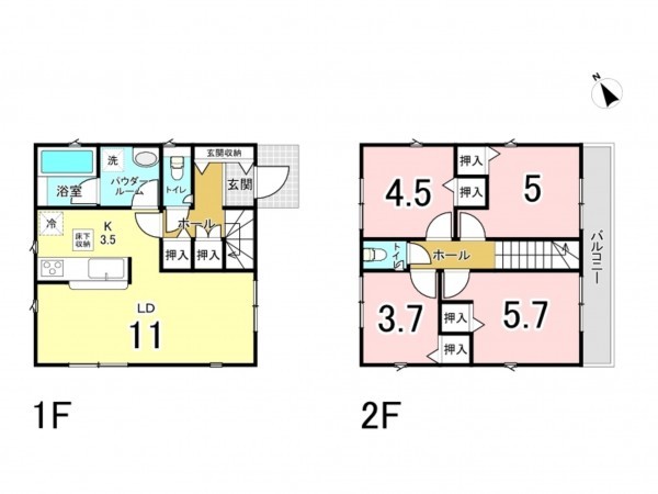 鹿児島市紫原、新築一戸建ての間取り画像です