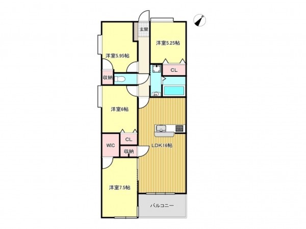 鹿児島市郡元町、マンションの間取り画像です