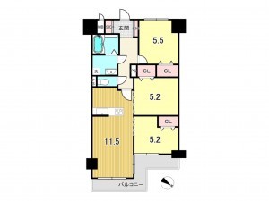 鹿児島市中央町、マンションの間取り画像です