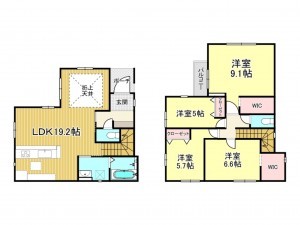 鹿児島市下荒田、新築一戸建ての間取り画像です
