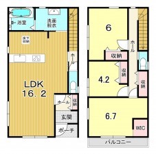 鹿児島市草牟田、新築一戸建ての間取り画像です