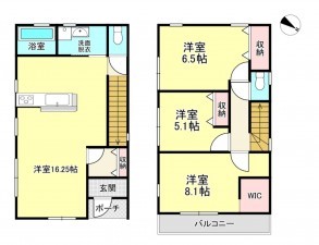鹿児島市草牟田、新築一戸建ての間取り画像です