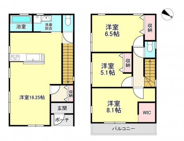 鹿児島市草牟田、新築一戸建ての間取り画像です
