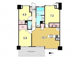 鹿児島市堀江町、マンションの間取り画像です