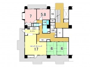 鹿児島市鴨池新町、マンションの間取り画像です
