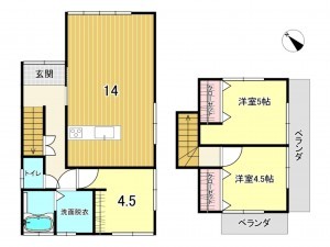 鹿児島市宇宿、中古一戸建ての間取り画像です