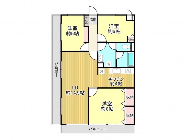 鹿児島市城西、マンションの間取り画像です