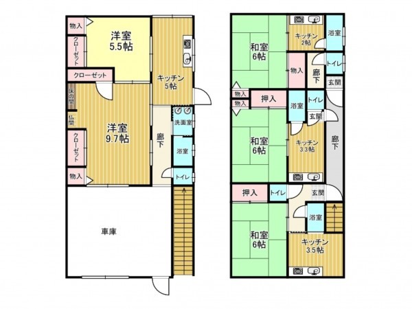鹿児島市甲突町、中古一戸建ての間取り画像です