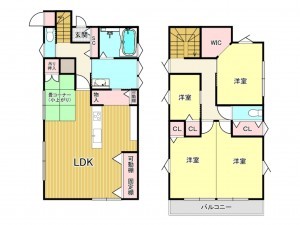 鹿児島市田上、新築一戸建ての間取り画像です