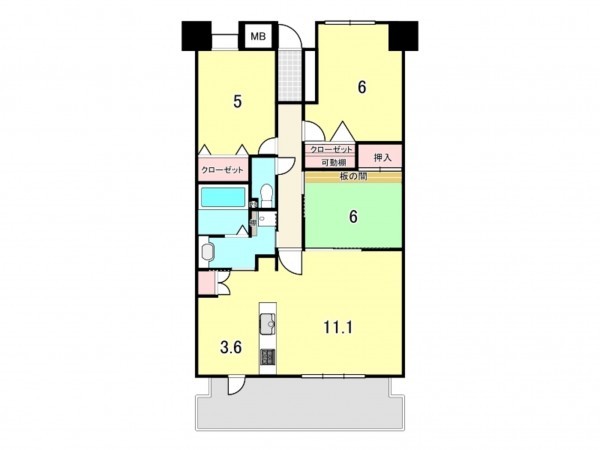 鹿児島市加治屋町、マンションの間取り画像です